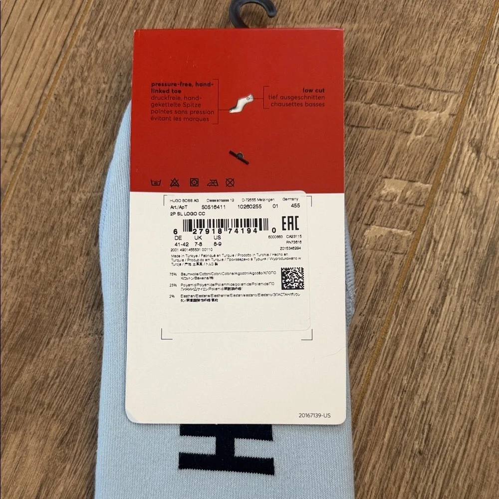 🆕 Hugo Boss Women's Sky Blue Invisible Socks 2 Pack